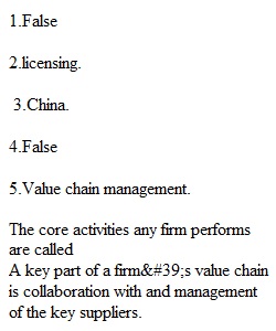 Quiz- Global Supply Chain Management